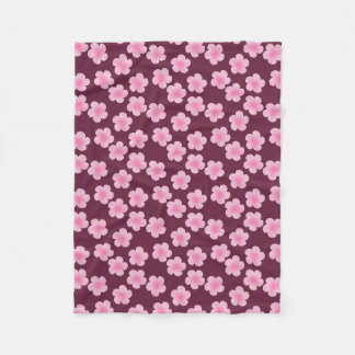 ピンクのフランギパニ花シームレスパターン フリースブランケット