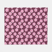 ピンクのフランギパニ花シームレスパターン フリースブランケット (正面(横))