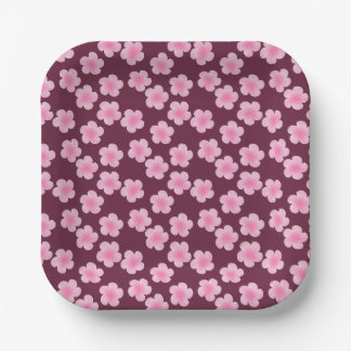 ピンクのフランギパニ花シームレスパターン ペーパープレート