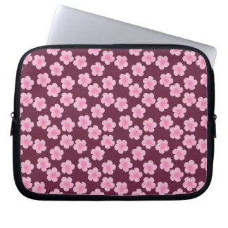 ピンクのフランギパニ花シームレスパターン ラップトップスリーブ