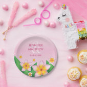 ピンクのフランギパニ花トロピカル結婚ズ ペーパープレート (パーティー)