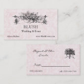 ピンクのフランスのなダマスク織の名刺 予約カード (正面/裏面)