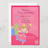 ピンクのフランスのなプードルのOohのlaのla 5x7の誕生日 招待状 (正面/裏面)