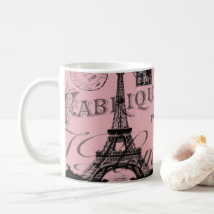 ピンクのフランスのヴィンテージパリエッフェル塔 コーヒーマグカップ