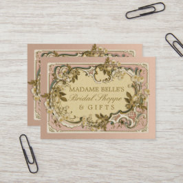 ピンクのフランスのヴィンテージ枠 |バラブライダルブティック 名刺