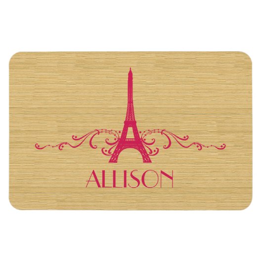 ピンクのフランスの花形プレミアムマグネット マグネット (横)