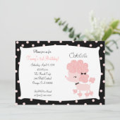 ピンクのフランスプードル オー・ラ・ラ 5x7 誕生日 招待状 (スタンド正面)