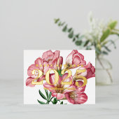 ピンクのフリージアの花　謹賀新年 2027 ゴールド 箔シーズンポストカード (立ち正面)