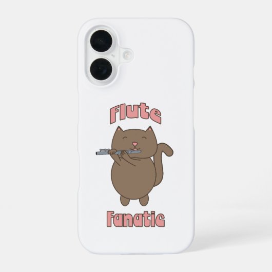 ピンクのフルートマニア猫 iPhone 16ケース (裏面)