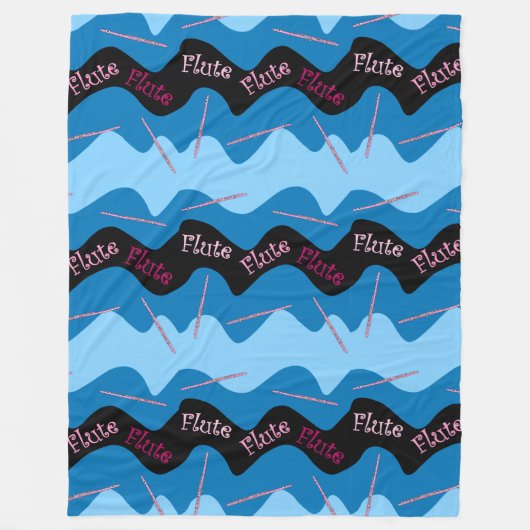 ピンクのフルート模様 フリースブランケット (正面)