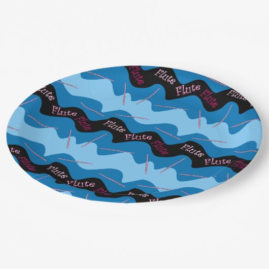 ピンクのフルート模様 ペーパープレート (アングル)