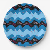 ピンクのフルート模様 ペーパープレート (正面)