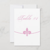 ピンクのフルール・ド・リス 受付テーブルカード 招待状 (裏面)