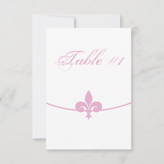 ピンクのフルール・ド・リス 受付テーブルカード 招待状 (裏面)