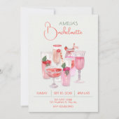 ピンクのフレッシュドリンク独身最後の夜 招待状 (正面)