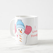 ピンクのフレンシーな雪だるま コーヒーマグカップ (正面左)