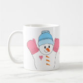 ピンクのフレンシーな雪だるま コーヒーマグカップ (左)