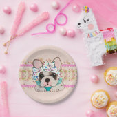 ピンクのフレンチ・ブルドッグの紙皿 ペーパープレート (パーティー)