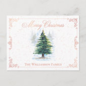 ピンクのフレームを持つ水彩林エレガントの木 シーズンポストカード (正面)