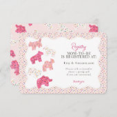 ピンクのフロスティング動物クッキー ギフト登録挿入 エンクロージャーカード (正面/裏面)