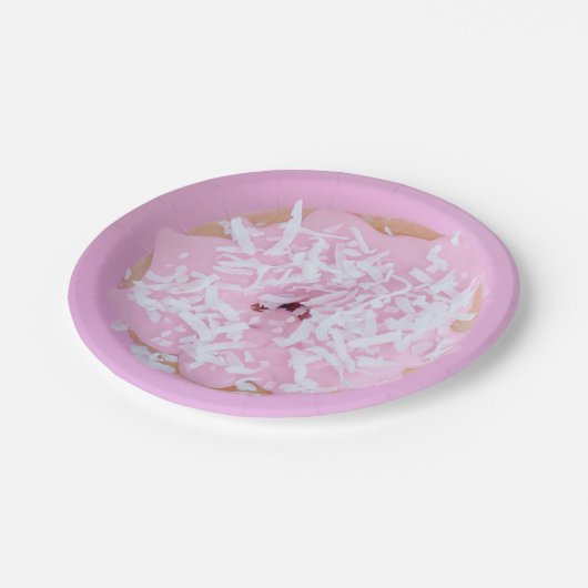 ピンクのフロステッドスパードーナツかわいい紙プレート ペーパープレート (アングル)