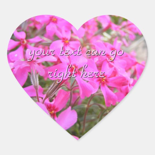 ピンクのフロックス花シール ハートシール (正面)