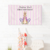 ピンクのフロプシー 1歳の誕生日バナーに名前を入れて 横断幕 (インサイチュ)
