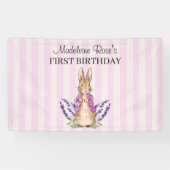 ピンクのフロプシー 1歳の誕生日バナーに名前を入れて 横断幕 (横)