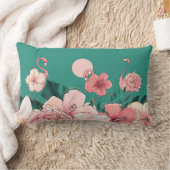 ピンクのフロリダフラミンゴス熱帯の花オンティール(緑がかった色) ランバークッション (ブランケット)