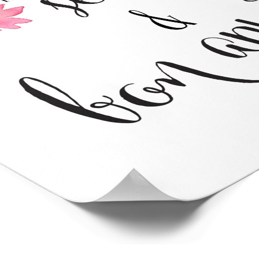 ピンクのフローラあなたの席を見つける&ボンアペティ結婚ーズ ポスター (角)