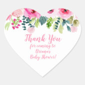 ピンクのフローラありがとう赤ちゃんシャワー好意ハートsti ハートシール (正面)