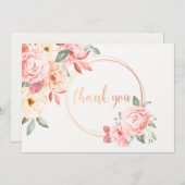 ピンクのフローラありがとう 招待状 (正面/裏面)