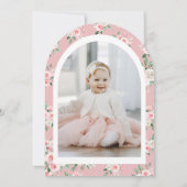 ピンクのフローラあるバニーが1歳の誕生日を飾る 招待状 (裏面)