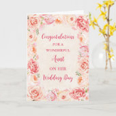 ピンクのフローラおばさん結婚式の日おめでとう カード (黄色い花)