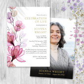 ピンクのフローラお祝いの生活葬儀の写真 招待状
