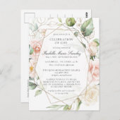 ピンクのフローラお祝いの生活葬儀 ポストカード (正面/裏面)