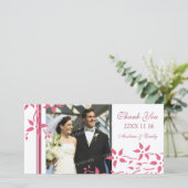 ピンクのフローラお結婚礼のフォトカード サンキューカード (スタンド正面)