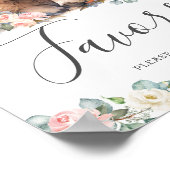 ピンクのフローラかわいい高地の牛の赤ちゃんシャワーの好意 ポスター (角)