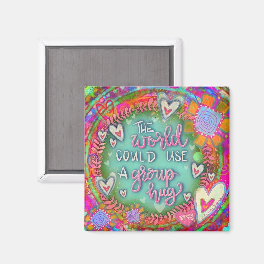 ピンクのフローラかわいらしグループハグ吸光度マグネット マグネット (正面/裏面)