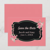 ピンクのフローラかわいらし発表記事の保存 案内ポストカード (正面/裏面)