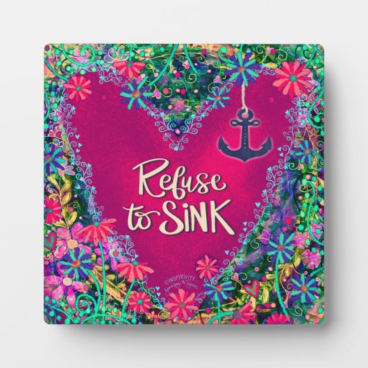 ピンクのフローラがシンクに拒否いかりのインスピレーション フォトプラーク (正面)