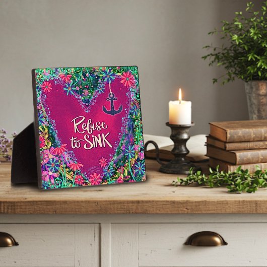 ピンクのフローラがシンクに拒否いかりのインスピレーション フォトプラーク