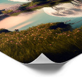 ピンクのフローラが咲く満月 ポスター (角)