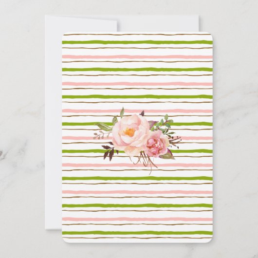 ピンクのフローラが彼女の完璧な抹茶ブライダルシャワーを見つけた 招待状 (裏面)