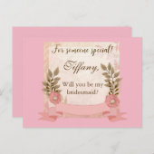 ピンクのフローラが私の花嫁になる インビテーションポストカード (正面/裏面)