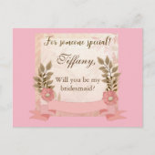 ピンクのフローラが私の花嫁になる インビテーションポストカード (正面)