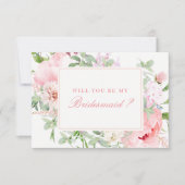 ピンクのフローラが私の花嫁になる 招待状 (正面)