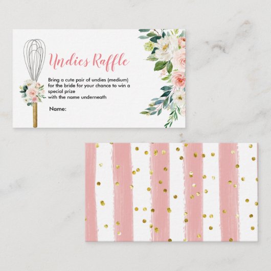 ピンクのフローラが間もなく泡立て遠くにてラッフル エンクロージャーカード (正面/裏面)