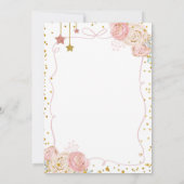 ピンクのフローラきらめく手を引いた赤ちゃんシャワー 招待状 (裏面)