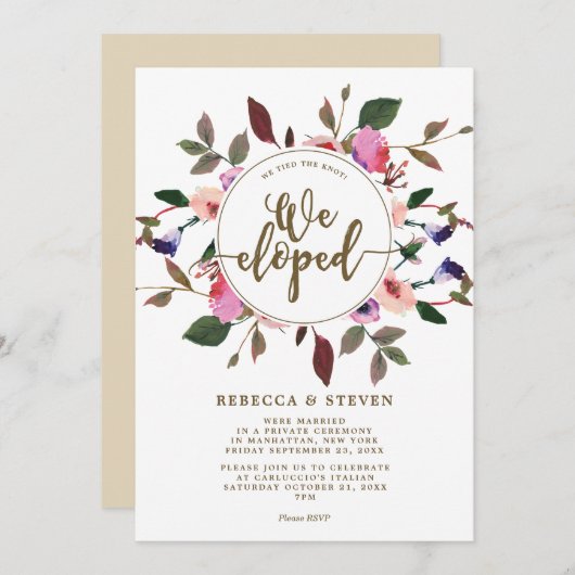 ピンクのフローラで私たちは招待状を作った 招待状 (正面/裏面)